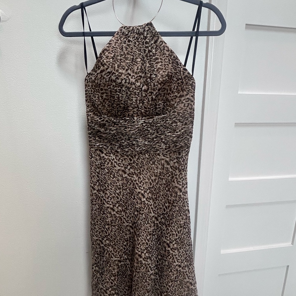 Silk Chiffon Leopard Print Halter Dress Y2K